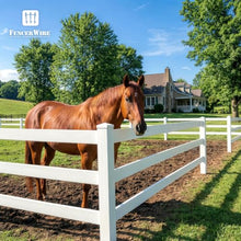 Fencer Wire 2-Rail Vinyl Ranch Fence Kit, 3ft H x 48ft W, White PVC Fence System with 5ft Posts & 8ft Rails, UV-Resistant, Easy Installation, Durable Outdoor Fencing for Ranch, Yard & Farm