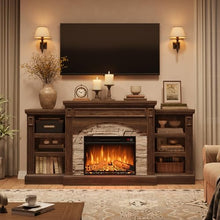 Homhougo Fireplace TV Stand for 80", Farmhouse Wood Entertainment Center