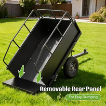 600LBS Capacity 17 Cu.Ft. Dump Cart Trailer – Heavy Duty Tow Behind Hauling Wagon for ATV, Lawn Tractor, Garden with 15" Pneumatic Tires – Dual-Control Dumping, Rust-Resistant Construction, Black