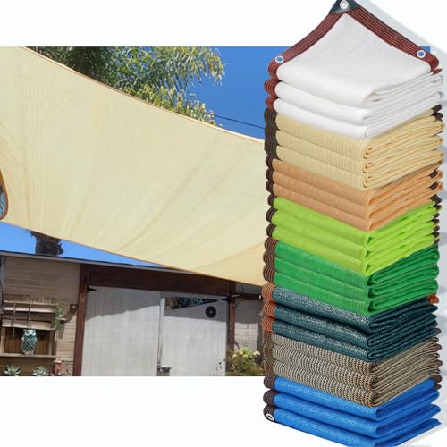 HQQMNY Awning with Eyelets, Sun Net, 90% Shading Rate Shade Net, Shade Net, Garden Umbrella, Privacy Screen for Garden, Plants, Greenhouse(Beige,17m x 20m)