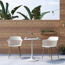 Afuera Living Mid-Century Steel 24" Outdoor Bistro Table, White Finish, Round Top Design, Weatherproof Metal Construction, Space-Saving Base, Minimalist Style for Patio, Balcony, or Indoor Use