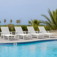 Tioline Pool Lounge Chairs Set of 4,HDPE Patio Lounge Chair Outdoor White