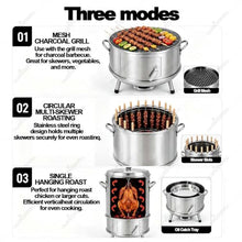 Vertical Smoker Grill Combo36.6in Stainless Steel Charcoal Meat Smoker