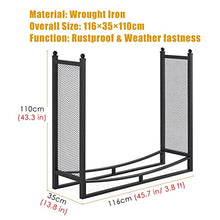 DJVHSRI 3.8Ft Firewood Rack Mesh Sides Heavy Duty Fire Wood Stand Holder Outdoor Indoor Fireplace Log Storage Metal Lumber Stacker Organizer,