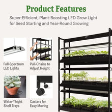 Gardener's Supply Company 3-Tier Grow Light Plant Stand with Three Watertight Shelf Trays | Includes 6 Bright 6500K Color LED Full-Spectrum Bulbs for Optimal Indoor Growing