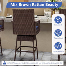 ORALNER 29" Outdoor Bar Stools Wicker Swivel Dining Chair Set of 4, Navy