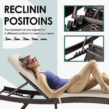 Pamapic 6-Piece Patio Chaise Lounge Set with Adjustable Backrest and Removable Cushion Beige