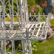 Zaer Ltd. Fancy Eiffel Tower-Inspired Two-Tiered Metal Plant Stand (Antique White, 9 Feet Tall)