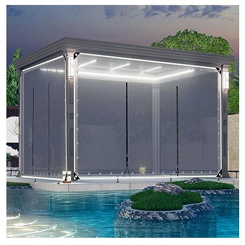 Zipper Tarps, Pergola Patio Gazebo Balcony Weatherproof White Transparent Tarp, Outdoor Tarp Curtains With Zipper Doors, Weatherproof, Balance Indoor And Outdoor Temperature ( Size : H2.9xW10m/H9.5xW3