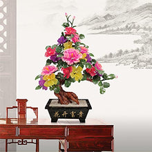 YXIANG56Q Fake Plants Chinese Style Jade Flower Decoration Bonsai Home Office Decor Antique Jade Carving Bonsai Flower Ornaments Good Gifts for Moms and Friends Bonsai Tree