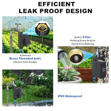 Watering Timers, Smart Water Timer Solar Powered WiFi Sprinkler with Brass Inlet Automatic Irrigation Controller No Hub Required for Garden Hose