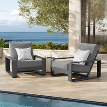 Modway Lirienne Aluminum Set of 2 Outdoor Armchairs in Light Gray – All-Weather Backyard Patio Accent Chairs with Weather-Resistant Fabric Cushions