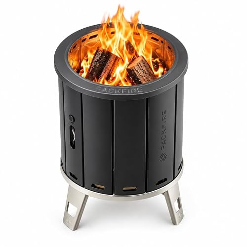 PACKFIRE 22" Smokeless Fire Pit - Folds Flat & Fits Standard-Size Firewood
