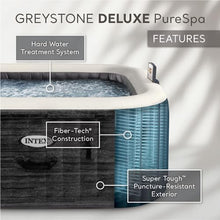 Intex PureSpa Plus Greystone Inflatable Hot Tub with Tray Attachments Gray