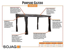 Sojag Pompano Wall Gazebo 12 Ft. x 16 Ft. Gray