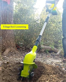 MekUk Garden Tiller & Cultivator Cordless Electric tillers, Working Width 10 cm, Depth 25 cm, with 5.2 Ah Lithium Battery and Quick Charger for Garden Care Compacted Soils and Lawn Yard