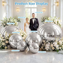 4PCS Silver Inflatable Mirror Ball Set,Reusable PVC Mirror Balls Large Event Decoration Hanging&Standing Balloon with Electric Pump for Event,Wedding,Party Decor(Silver, 4Pcs+Pump)