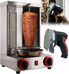 JOMRTS Electric Doner Kebab Machine + Electric Kebab Slicer, Vertical Kebab Grill Barbecue Tool, Barbecue Skewers Machine for Commercial Home Kitchen Outdoor Garden Camping