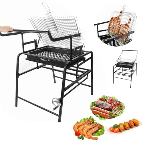 PARTSUN 360° Rotating Charcoal Grills portable Charcoal Grills, Stainless Steel Outdoor BBQ Grill, Large Liftable Charcoal Grill, Barbecue Grill Suitable kebab grill for Multiple People