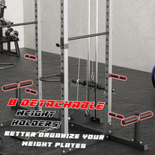 VANSWE Power Rack Olympic Power Cage Home Gym Equipment Black&Silver