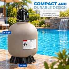 XtremepowerUS 19-Inch Sand Filter System for Above Ground & Inground Swimming Pools, 7-Way Multi-Port Valve Pool Filter with Stand, Up to 25,200 Gallons
