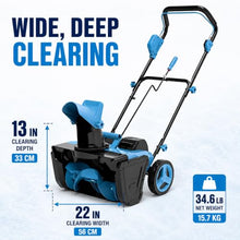 Cordless Snow Blower, 22-Inch Clearing Width, 3500W Brushless Motor