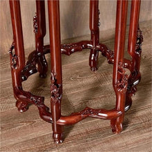Vase Pedestal Stand Indoor Household Openwork Carving Bonsai Base, Chinese Style Red Display Home Decoration