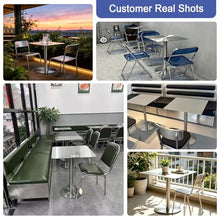 Modern Square/Round Bistro Table Indoor Outdoor Counter Height Bar Table Stainless Steels Coffee Table with Sturdy Base, for Garden Patio Cafe Dining Room Home(Square,40x40x95cm)