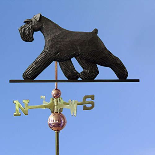 Schnauzer Uncropped Hand Carved & Painted Weathervane Black 32 Inch