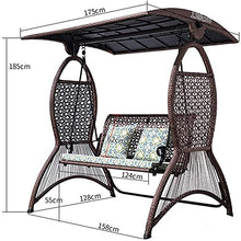 HAOKAZLBR Large Outdoor Porch Swing Garden Patio Swing Chair Porch Swing with Stand Outside Furniture Outdoor Sunshade Swing Chair, Rattan Adjustable Ceiling with Cushion Armchair