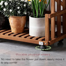 Adjustable Wood Plant Stand, 3-Tier Staggered Ladder Shelf For Outdoor