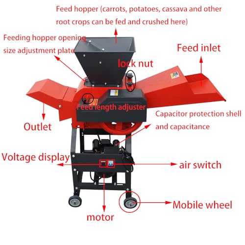Banfluxion 220V 4-Blade Hay Cutter Pulverizer Red