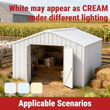 KoreJetMetal 12x20FT Outdoor Metal Storage Shed, Galvanized Steel Portable Building with Double Swing Doors, Heavy-Duty Carport for Tools, Motorcycle, Equipment Storage