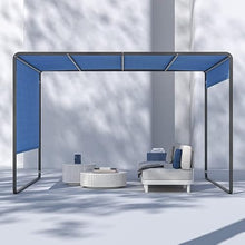 ZZYYZZ 10ft x 10ft Outdoor Pergola with LED Light, Sun Shade Canopy, 1.6m Adjustable Height Side Canopy, Modern Patio Pavilion Grill Gazebo, for Garden, Backyard, Deck, and Lawn,Blue