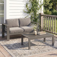 Solaste Aluminum Outdoor Loveseat with Coffee Table,2 PCS Patio Furniture Set with Cushions, All-Weather Outdoor Patio Sofa Sets for Balcony, Deck, Backyard, Porch, Garden, Dark Grey
