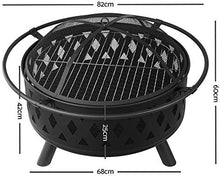Garden Fire Pit Grill Bowl Grill Barbecue Rack Fire Pit Bowl, Outdoor Metal Firepit,BBQ Grill Fire with Grille, Sticks for Fire Pit, Fire Pit with Cover BBQ Cooking for Camping Backyard