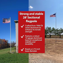 Telepole Manufacturing Inc 7000-T8 Aluminum Sectional Flagpole 28' Silver