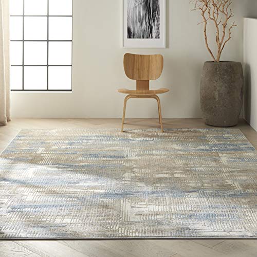 Calvin Klein Rush Blue/Beige 9' x 12' Modern Abstract Area Rug
