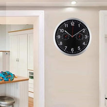 KYTGFH Metal Silent Quartz Wall Clock Quiet Movement Thermometer Hygrometer Black and White