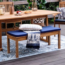 Cambridge Casual Caterina Teak Wood 6-Piece Outdoor Dining Set Natural Teak/Navy Cushion