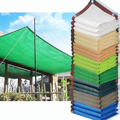 HQQMNY Awning with Eyelets, 90% Shading Rate Shade Net, Sun Net, Shade Net, Garden Umbrella, Privacy Screen for Garden, Plants, Greenhouse(Green,12m x 14m)