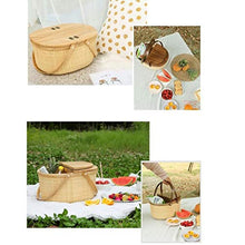 Storage Basket,Rattan Hand-Woven Garden Picnic Large Shopping Lid
