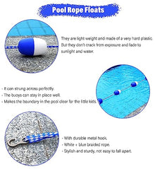 WLCGYD 3 6 9 12 18 29 30 39 Ft Pool Deep End Divider, Floating Pool Safety Rope with Hooks for Swimming Pools Divide, In-ground Pool Float Kit Rope Lanes(11m (36ft))