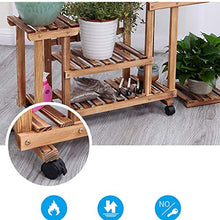 MIIKHI Wooden Flower Stands Plant Display Stand Wood Pot Shelf Storage Rack Outdoor Indoor 6 Pots Holder Multifunctional