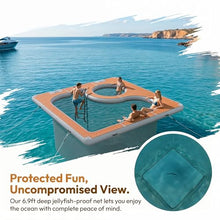 13x13ft Inflatable Sea Pool with EVA Non-Slip Surface, Thick PVC Inflatable Floating Swimming Pool for Yachts & Marine Use