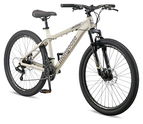 Mongoose Grafton Mountain Bike Hardtail 21-Speed Drivetrain 17-Inch Frame 26-Inch Wheels Tan