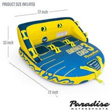 NorEast Outdoors Paradise Water Sports - Emerald Coast Towable Tube for Boating - 1-3 Riders Blue/Yellow