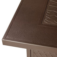Rectangular 48 in. x 36 in. Aluminum Propane Fire Pit Table, Glass Beads, Two Covers, Lid, 57,000 BTUs in Brown Finish