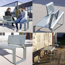 XJOYSL7921 Garden Bench Full Steel Outdoor Bench, Park Bench with Unique Double Backrest, 78.7" Long Leisure Bench Seats for Yard, Patio, Garden and Deck Outdoor Park Bench