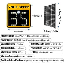 24''Solar Powered Radar Speed Limit Sign - LED Speed Limit Radar Detective Display,Radar Feedback Sign,Applicable to Highways,Speed-Limited Roads White-3digitdisplay